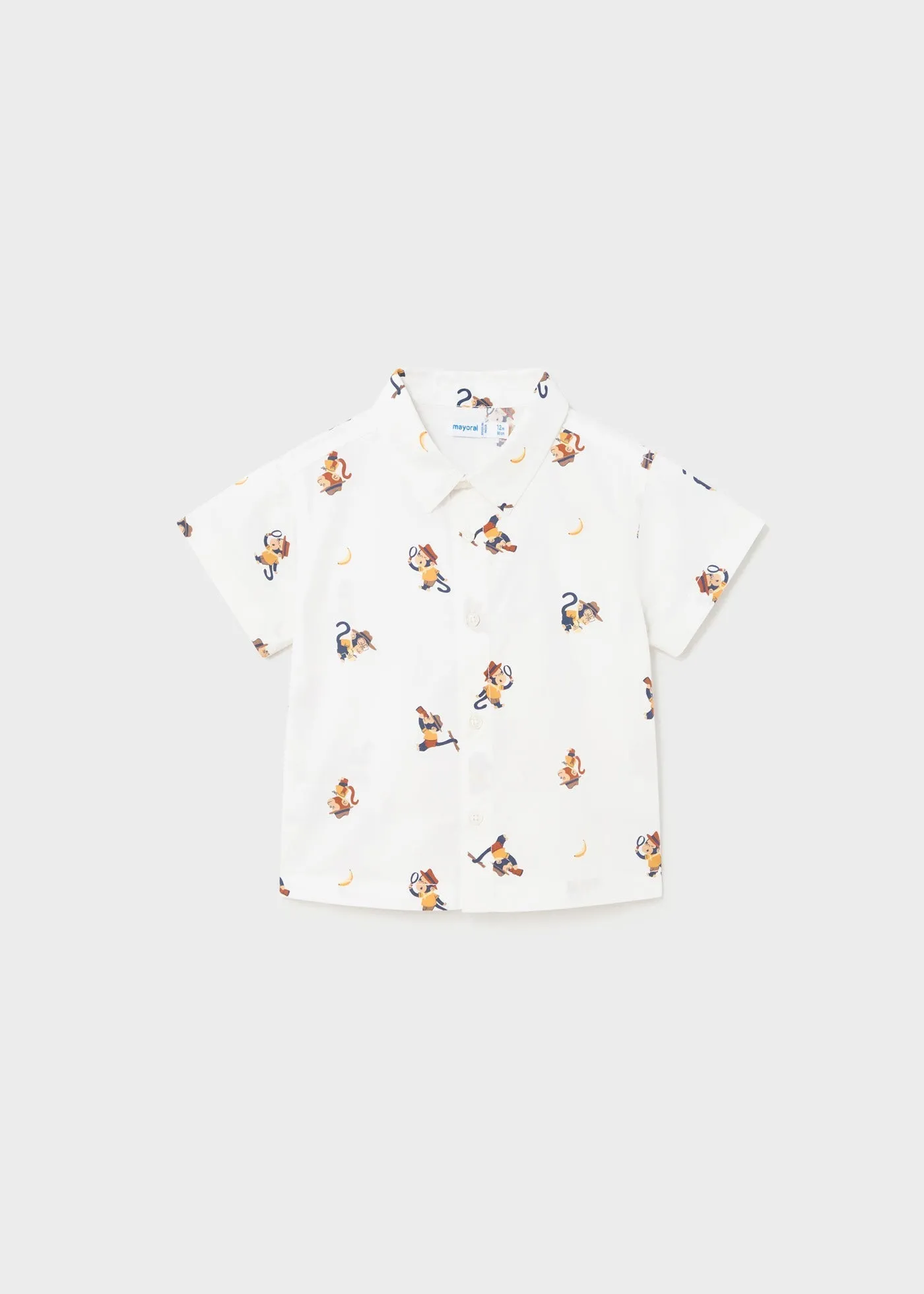 1112 - S/s shirt for baby boy - Wht-banana