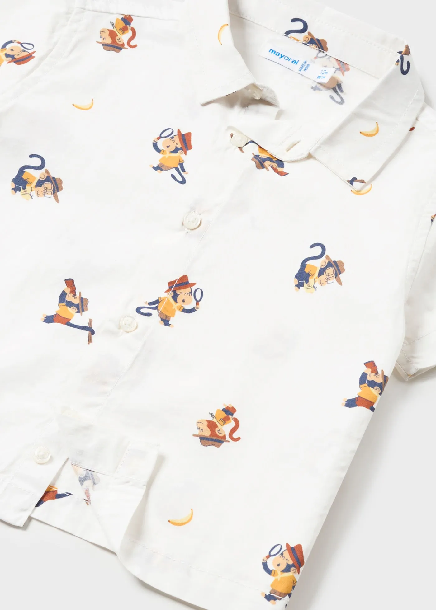 1112 - S/s shirt for baby boy - Wht-banana