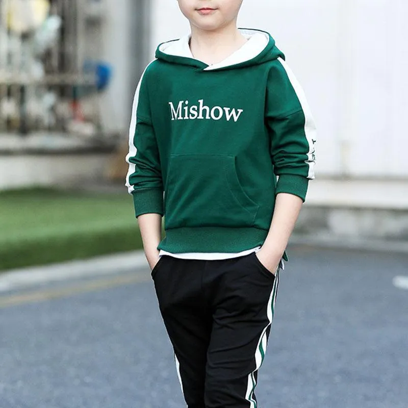 2-piece Color-block Hoodie & Pants for Boy Wholesale children's clothing