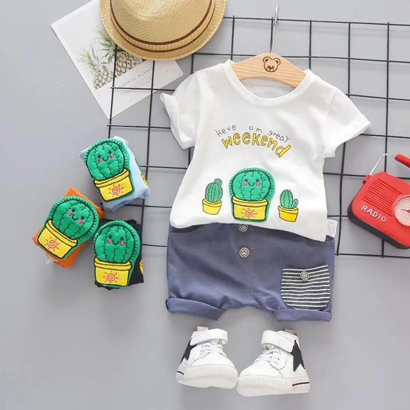 2-piece Creative Cactus Print T-shirt and Casual Suits Wholesale children's clothing