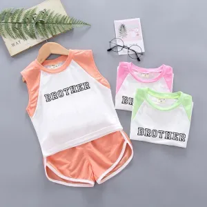 2-piece Letter Pattern T-shirt & Shorts for Toddler Girl