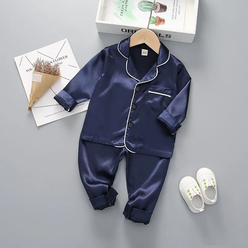 2-piece Solid Pajamas for Toddler Boy Children's clothing wholesale