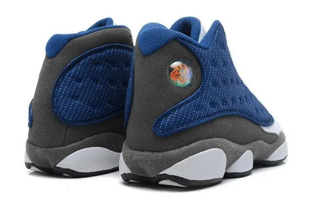 AJ 13 Retro Flint Navy Blue and White Sneakers