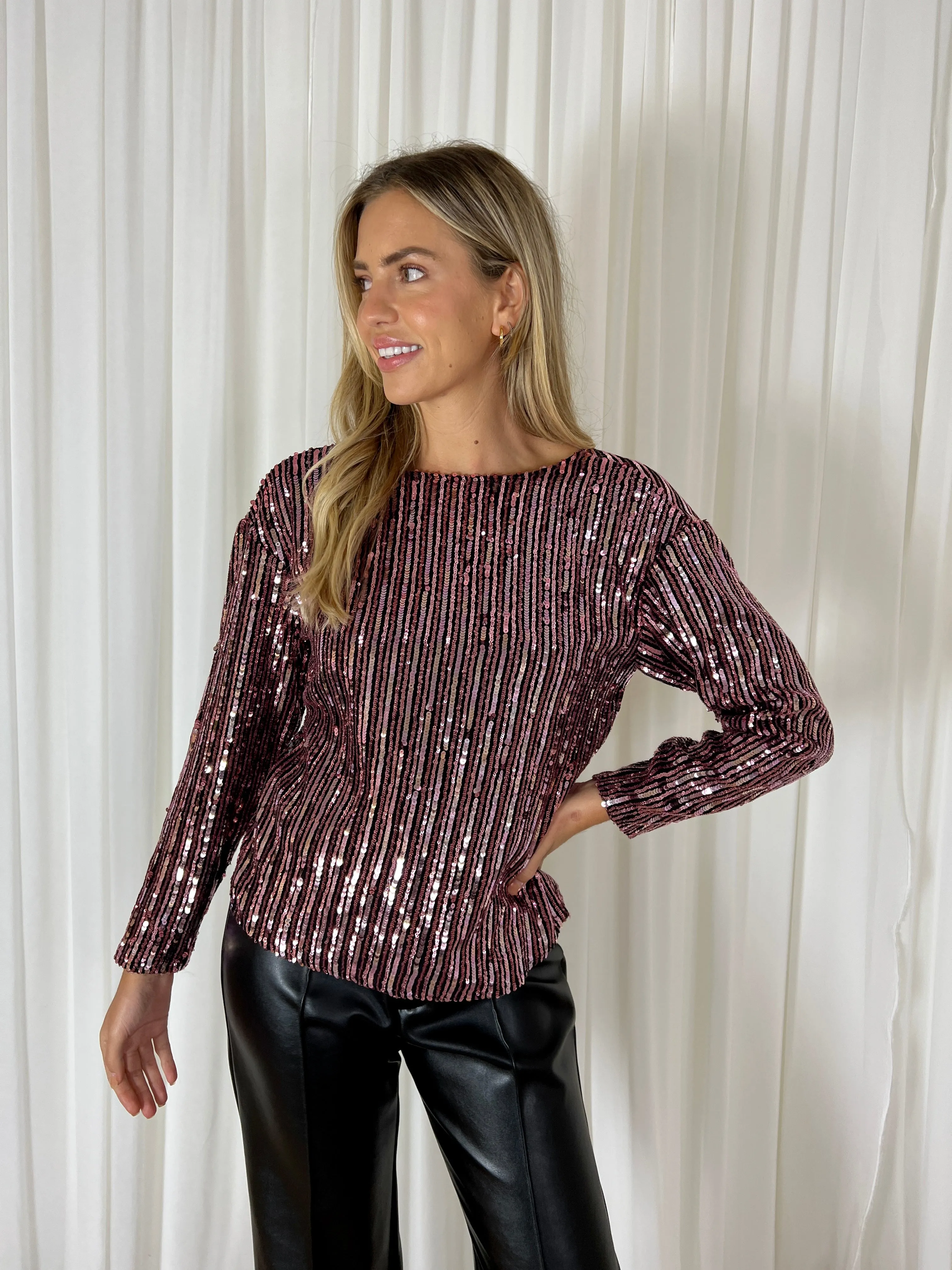 Azalea Sequin long Sleeved Top / Stripe