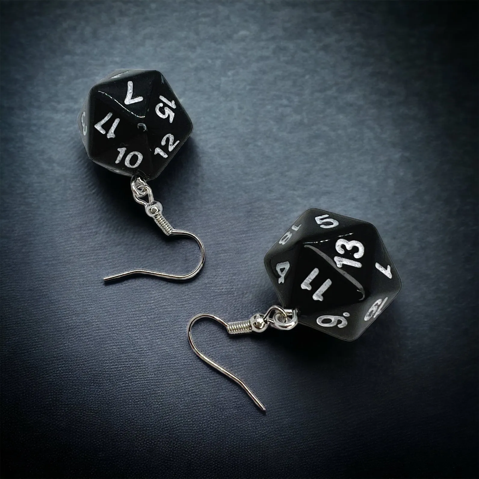 Black Dice Earrings - Dice Accessories, Handmade Earrings, Gaming Accessories, Gambling Earrings