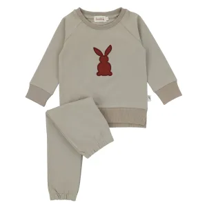 Bondoux Bunny Applique Beige 2 piece set Girls