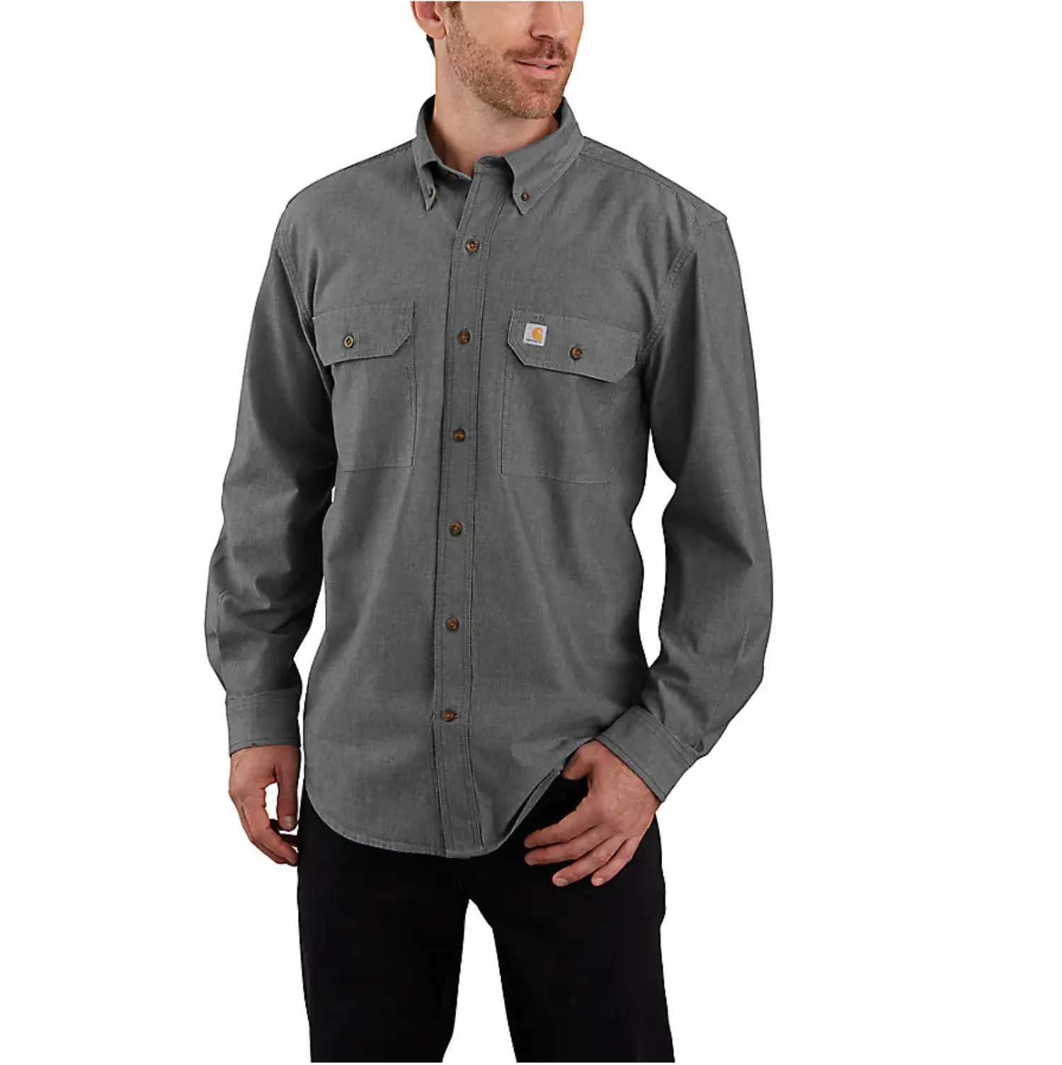 Carhartt Men's Midweight Chambray Buton-Down Long Sleeve Work Shirt