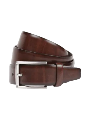 Christian Berg leather belt with buckle, dark brown