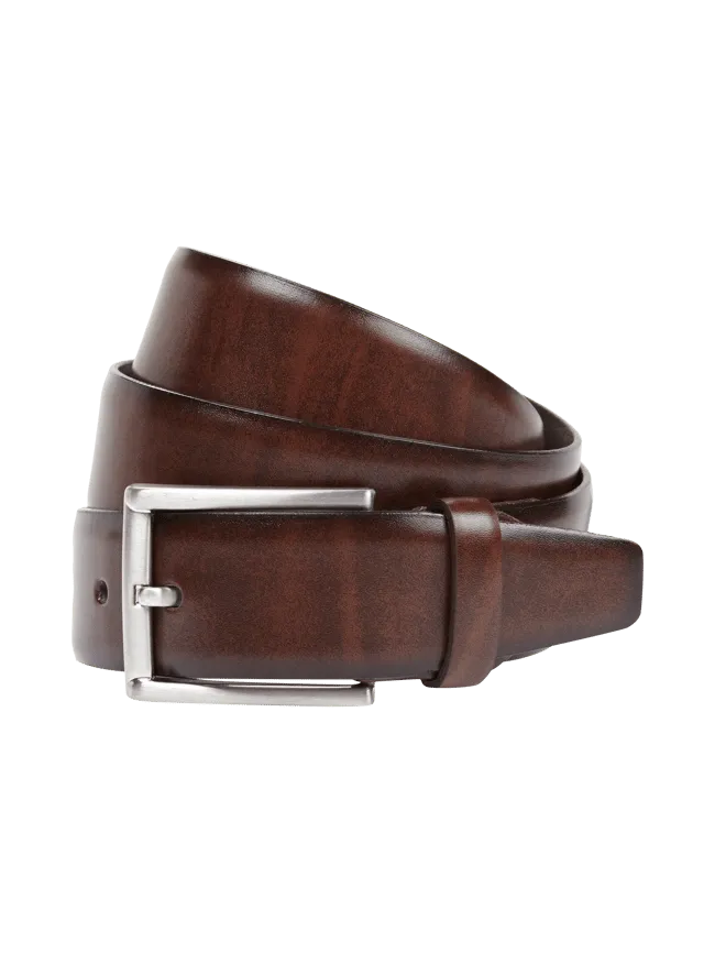 Christian Berg leather belt with buckle, dark brown