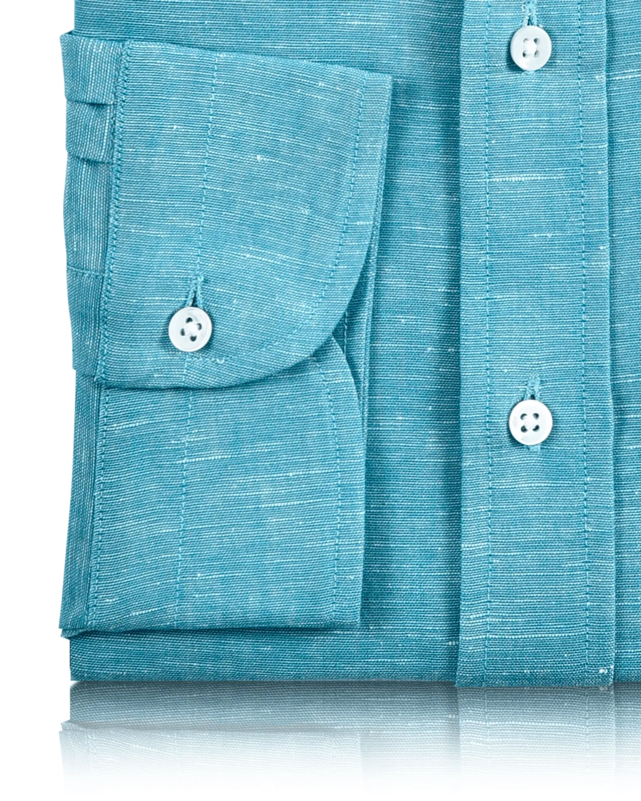 Cotton Linen: Turquoise Blue Chambray Shirt