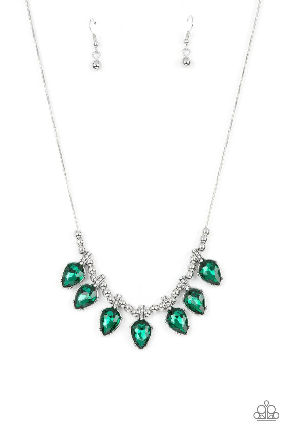 Crown Jewel Couture Green Rhinestone Necklace - Paparazzi Accessories