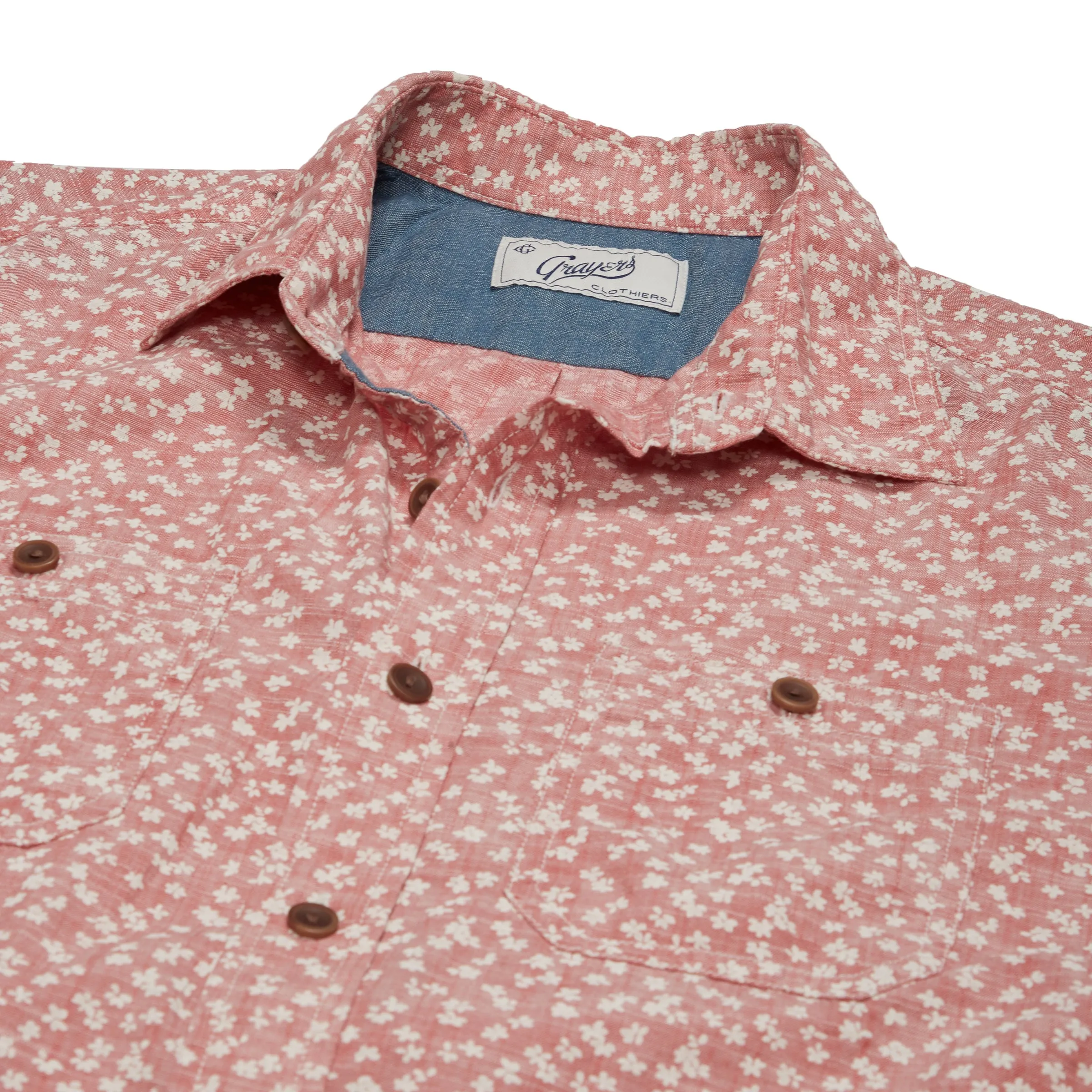 Drayton Printed Chambray Shirt - Cranberry Whisper (Final Sale)