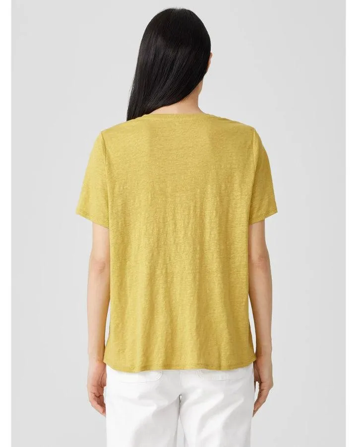 Eileen Fisher Organic Linen Jersey Crew Neck Tee