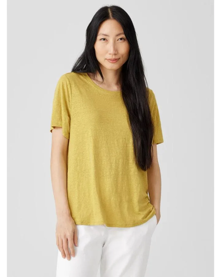 Eileen Fisher Organic Linen Jersey Crew Neck Tee