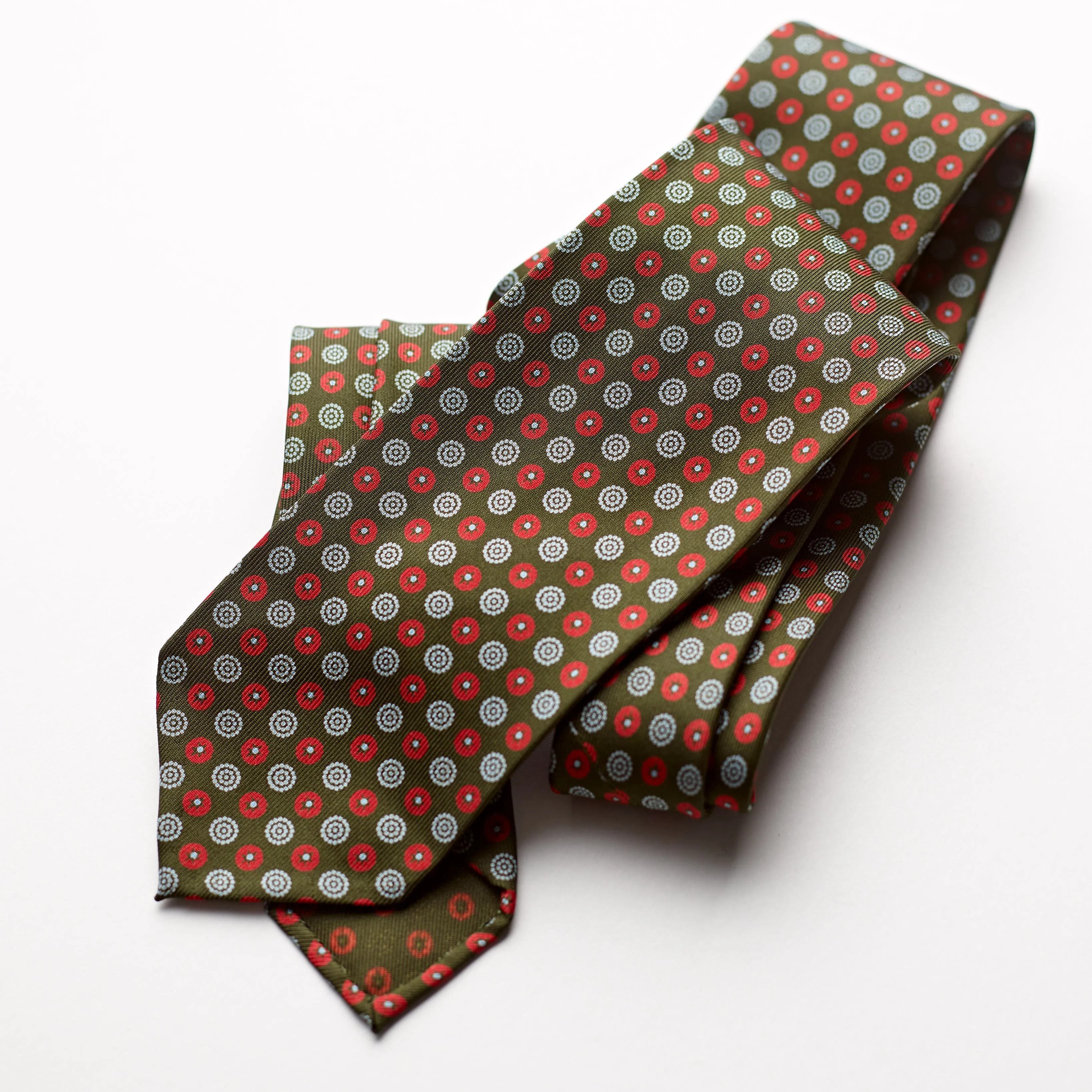 F. Marino 3 Fold Silk Racing Green Foulard Tie