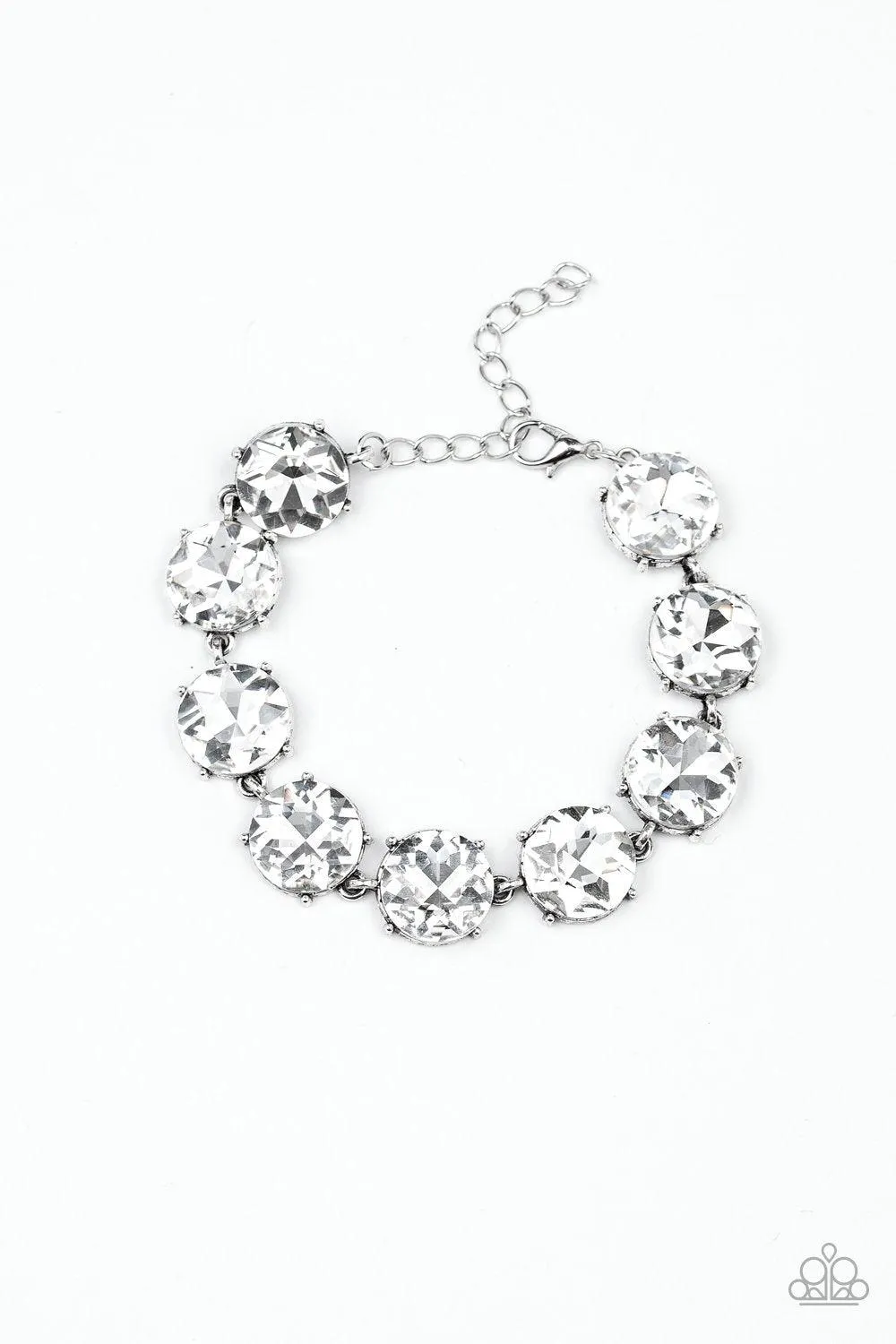 Fabulously Flashy White Rhinestone Bracelet - Paparazzi Accessories