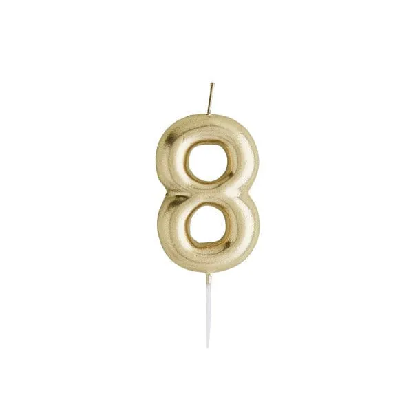 Gold Number 8 Candle