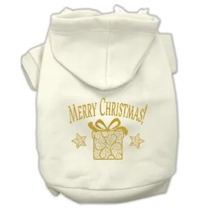 Golden Christmas Present Pet Hoodies Cream Size Sm (10)