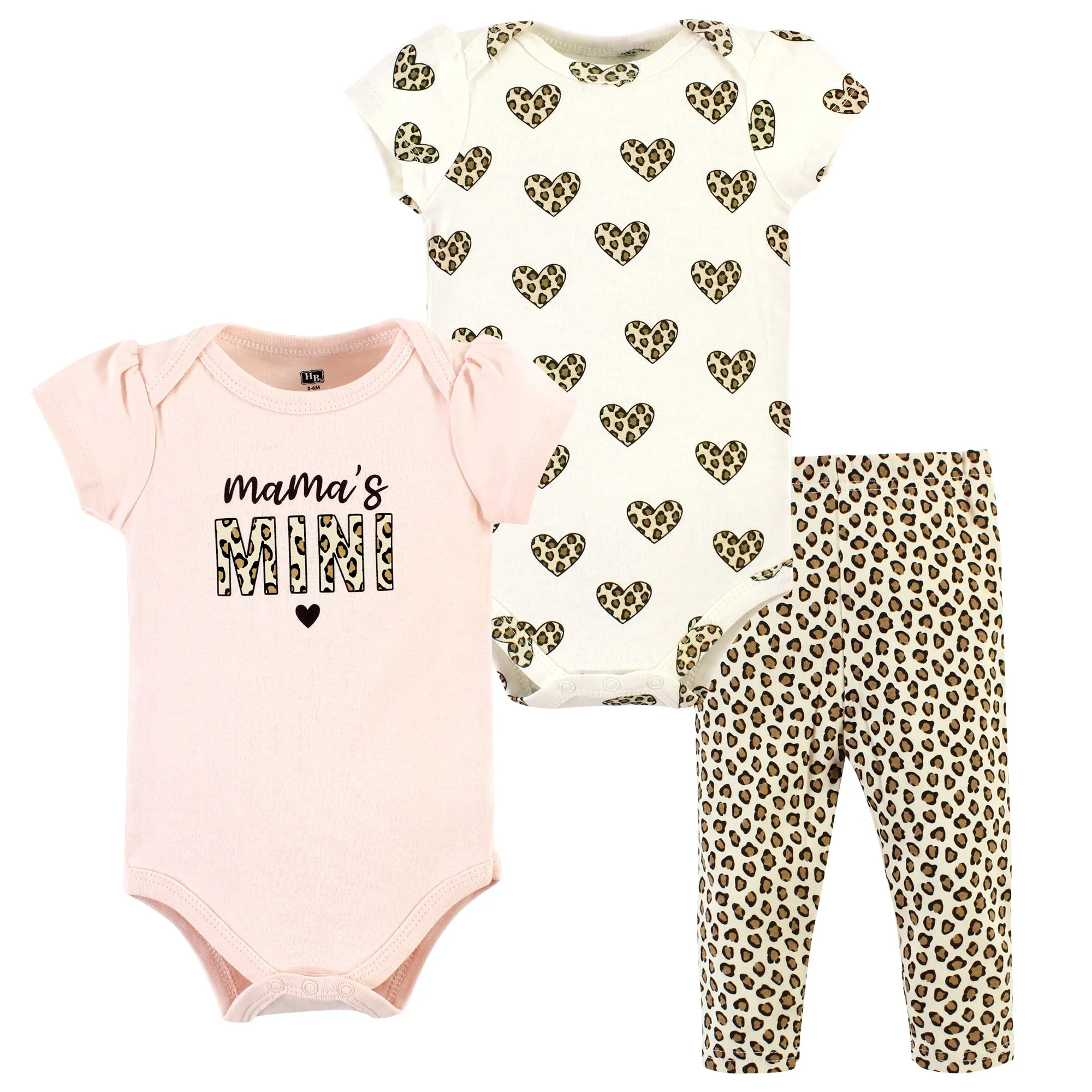 Hudson Baby Cotton Bodysuit and Pant Set, Leopard Hearts