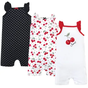 Hudson Baby Cotton Rompers, Cherries