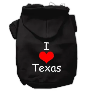 I Love Texas Screen Print Pet Hoodies Black Size XXL (18)