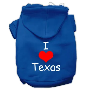 I Love Texas Screen Print Pet Hoodies Blue Size XL (16)