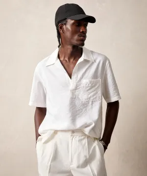 Italian Silk Popover Leisure Shirt in White