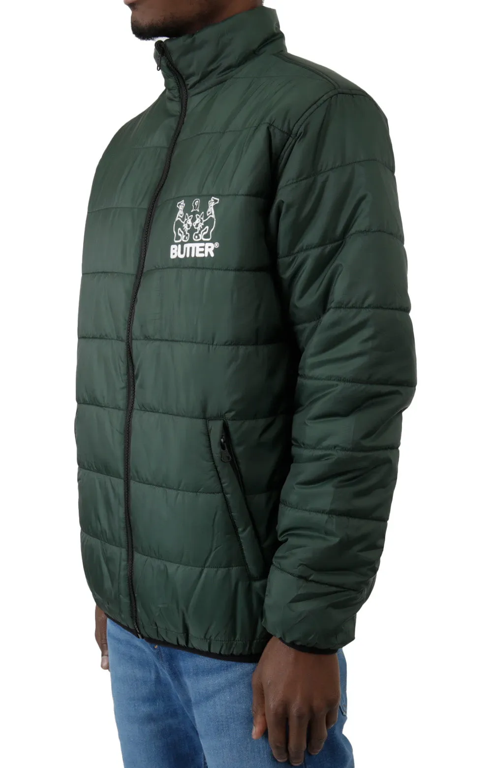 Jun Dual-Sided Quilted Puffer Jacket - Military/Gray