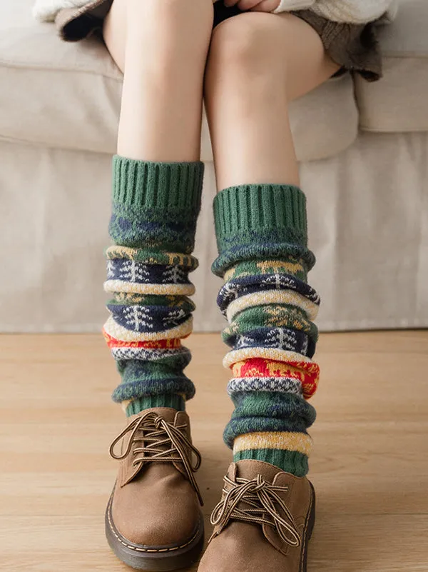 Knitting Keep Warm Printed Leg Warmers Accessories