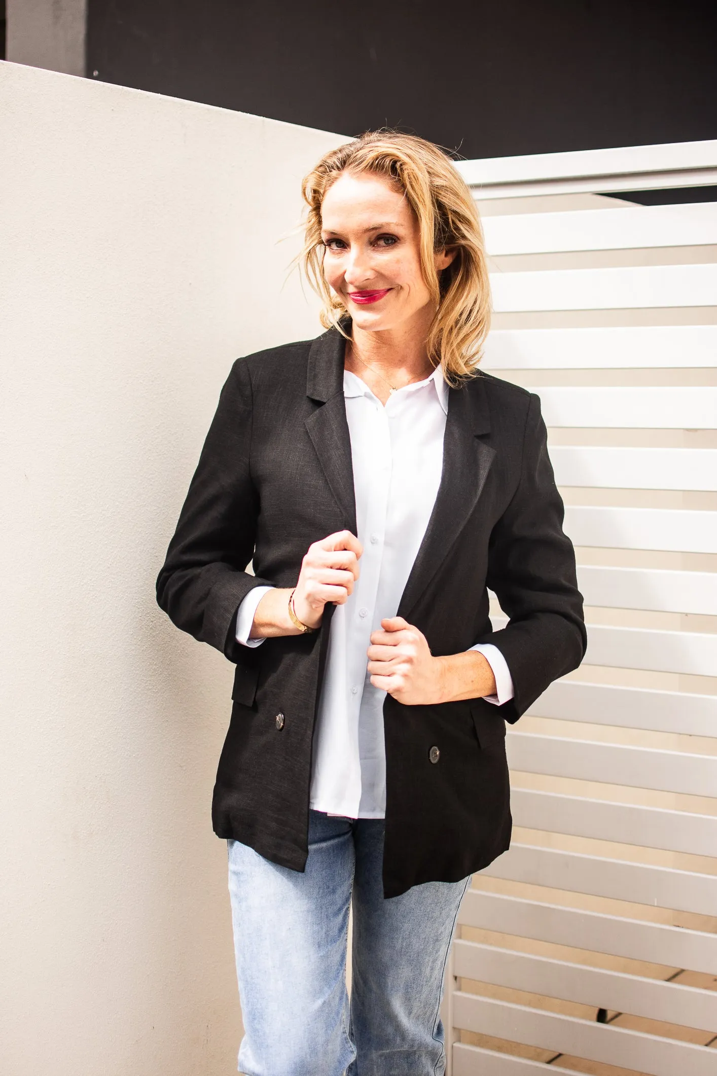 Linen Blazer In Black