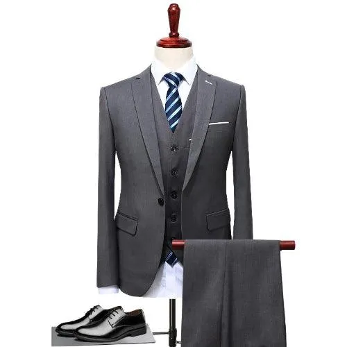 Mens Suits Wedding Groom Plus Size 4XL 3 Pieces(Jacket Vest Pant) Slim Fit Casual Tuxedo Suit