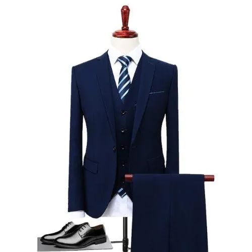 Mens Suits Wedding Groom Plus Size 4XL 3 Pieces(Jacket Vest Pant) Slim Fit Casual Tuxedo Suit