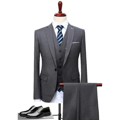 Mens Suits Wedding Groom Plus Size 4XL 3 Pieces(Jacket Vest Pant) Slim Fit Casual Tuxedo Suit