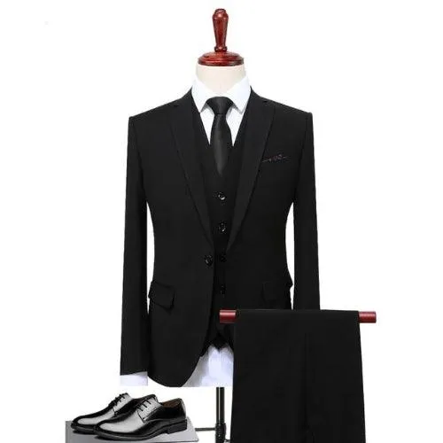 Mens Suits Wedding Groom Plus Size 4XL 3 Pieces(Jacket Vest Pant) Slim Fit Casual Tuxedo Suit