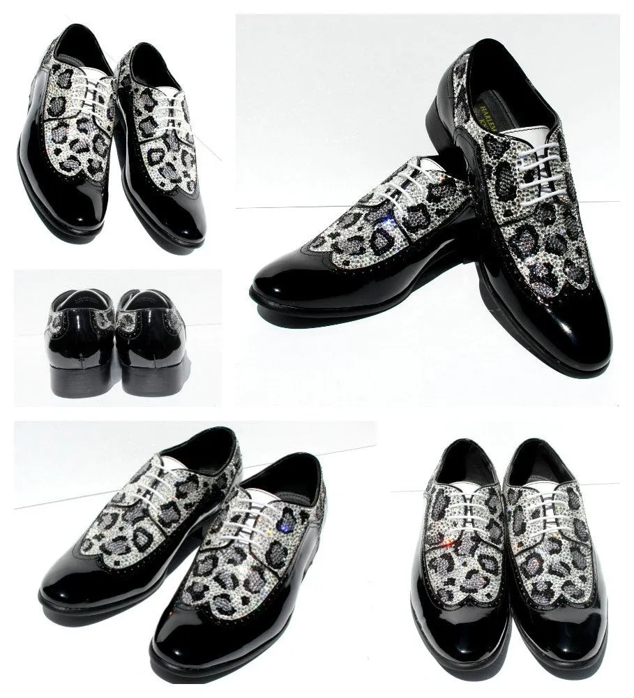 Men's Swarovski Crystal Leopard Wing Tip Shoe