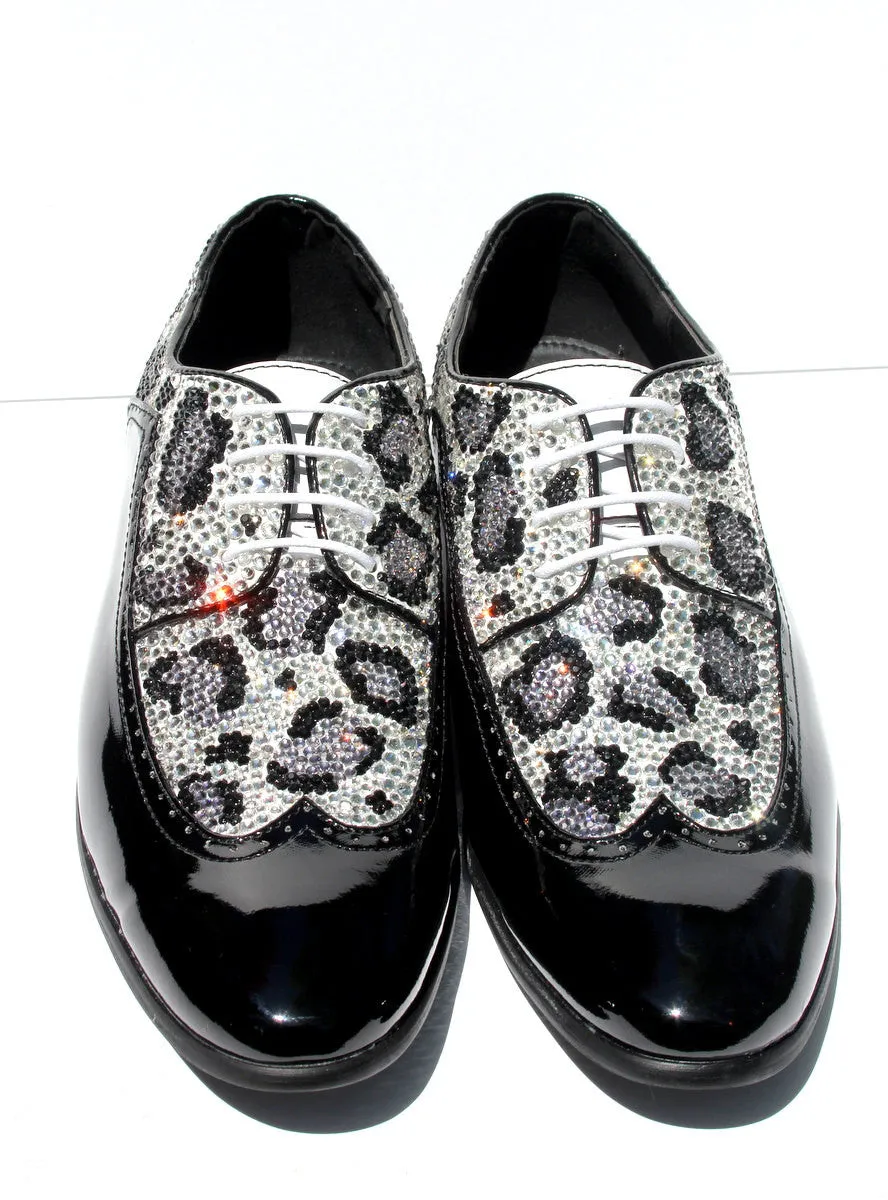 Men's Swarovski Crystal Leopard Wing Tip Shoe