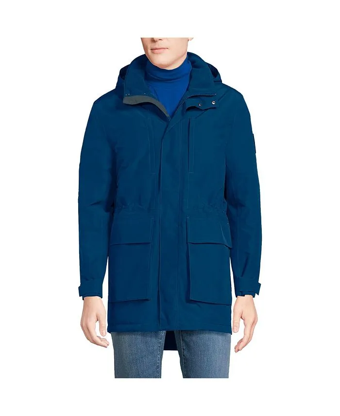 Men's Tall Squall Lands' End Thickened Waterproof Winter Parka, Deep sea navy