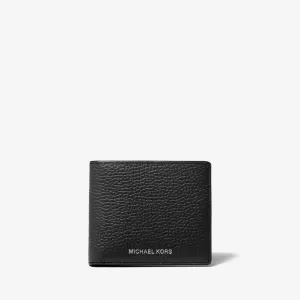 Michael Kors Hudson Pebbled Leather Slim Billfold Wallet, black