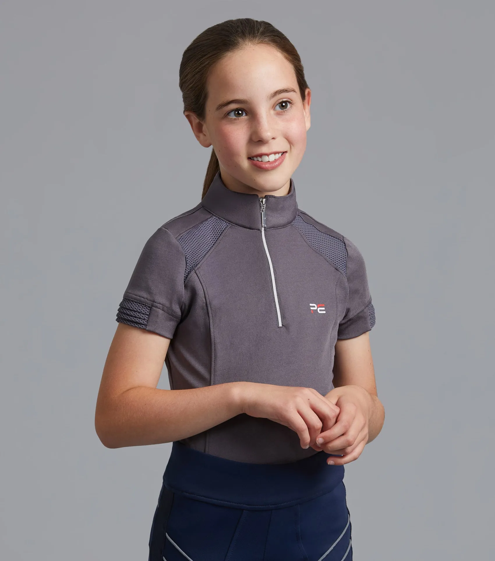 Mini Remisa Girl's Technical Short Sleeve Riding Top Grey