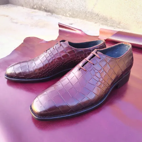 New Custom Made Shoes Bespoke Handmade Shoes Made to Measure Shoes Genuine Crocodile Print Pink Leather Laceup Oxford Mens Stylish Shoes