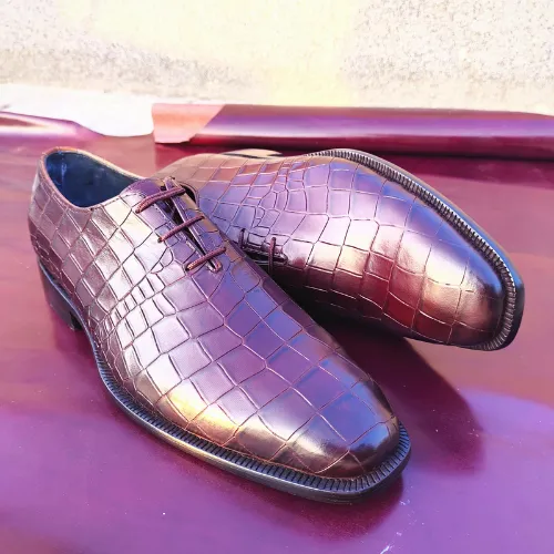 New Custom Made Shoes Bespoke Handmade Shoes Made to Measure Shoes Genuine Crocodile Print Pink Leather Laceup Oxford Mens Stylish Shoes