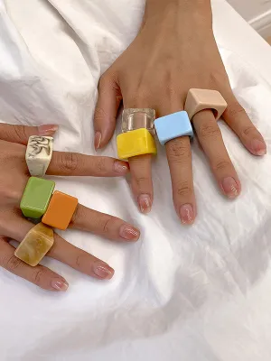 Original Stylish Resin 8 Colors Geometric Ring