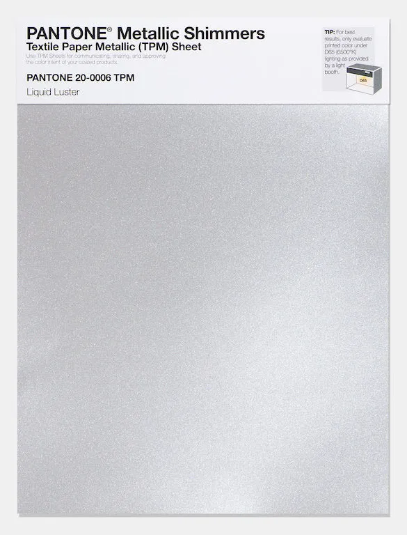 Pantone Metallic Shimmers Textile Paper Metallic (TPM) Sheet 20-0006 Liquid Luster