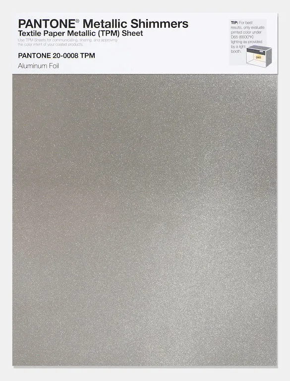 Pantone Metallic Shimmers Textile Paper Metallic (TPM) Sheet 20-0008 Aluminum Foil