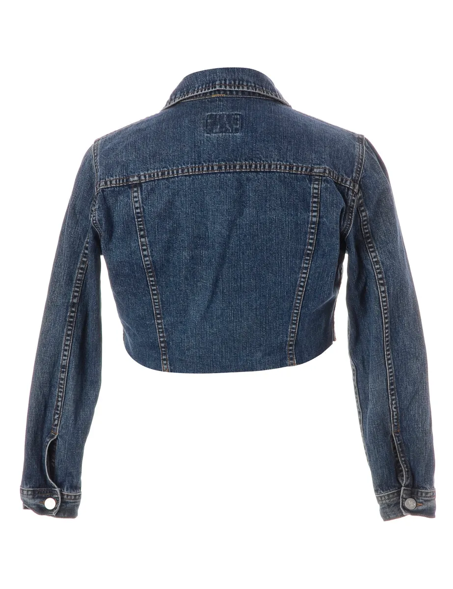 Reworked Kylie Raw Edge Cropped Denim Jacket - L