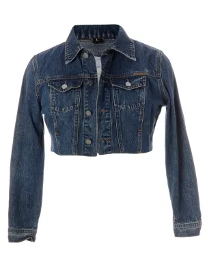 Reworked Kylie Raw Edge Cropped Denim Jacket - L