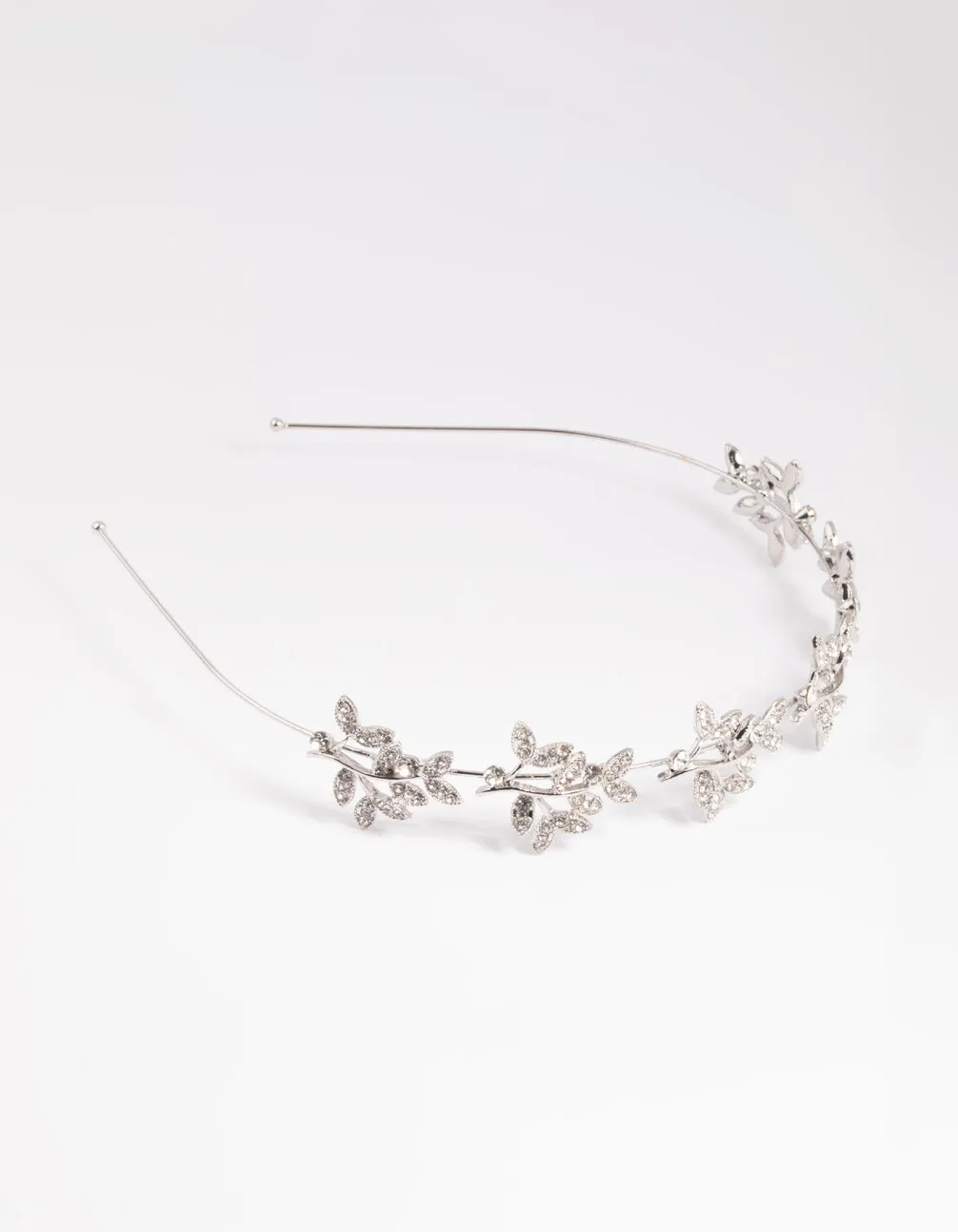 Rhodium Diamante Leaf Cluster Headband