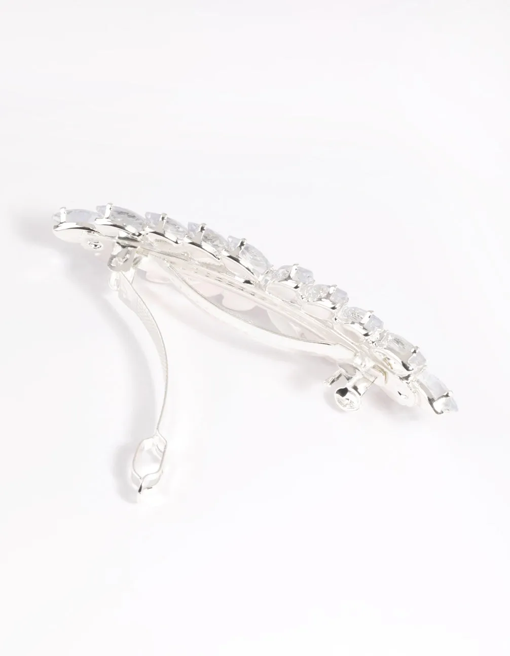 Silver Diamante Navette Barette Clip