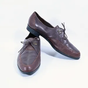 SOLD Vintage 90s Brown Leather Oxford Creepers, Rockabilly Lace Ups by Rockport