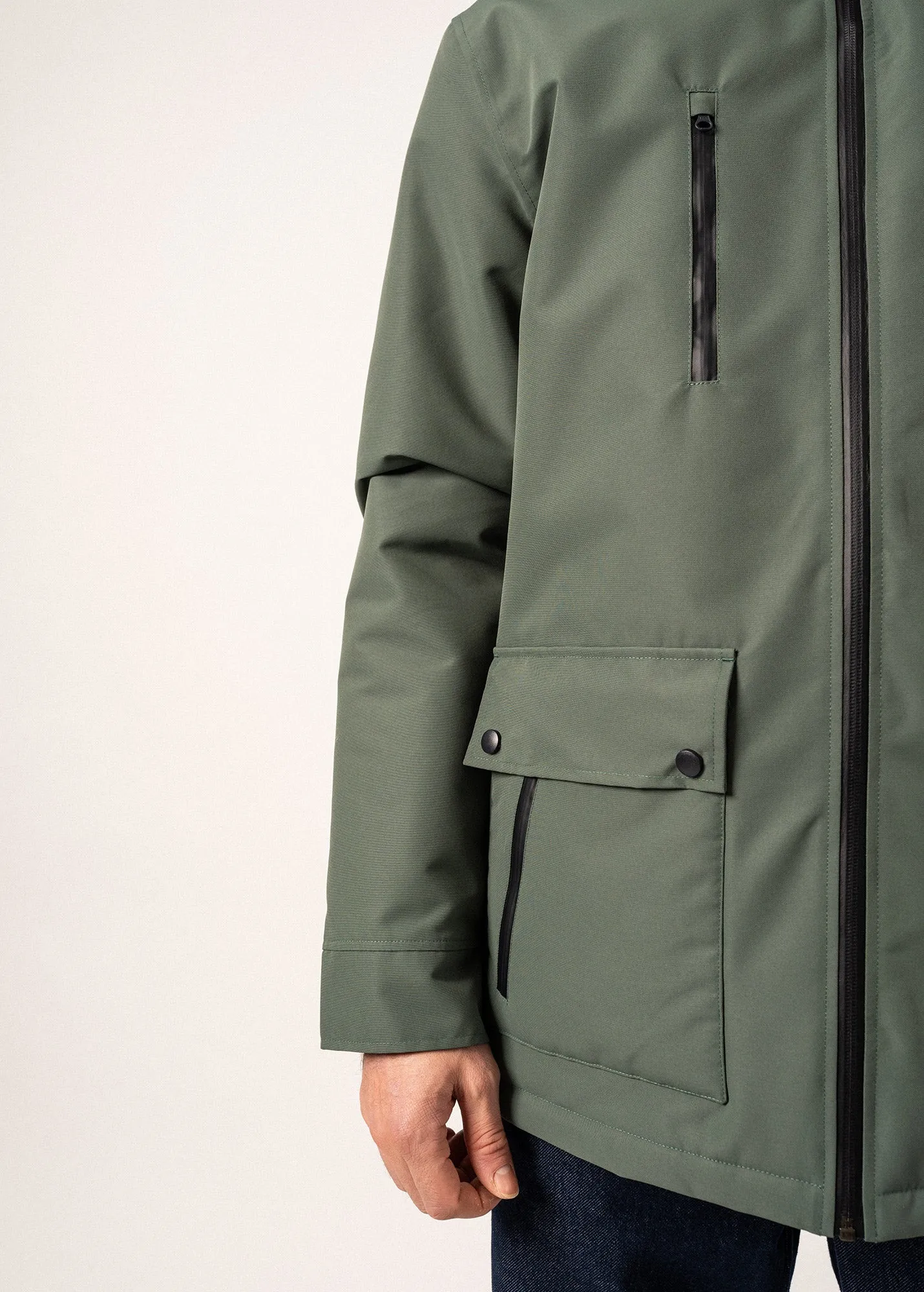 St Gaetan waterproof parka - sherpa lining, down padding (VEGETAL)